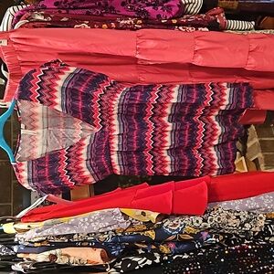 HANG TEN size L pink striped casual CoverUp stretchy waistline size in photos